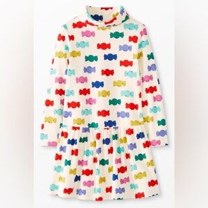Hanna Anderson Holiday Print Turtleneck Dress in Cotton Size 12